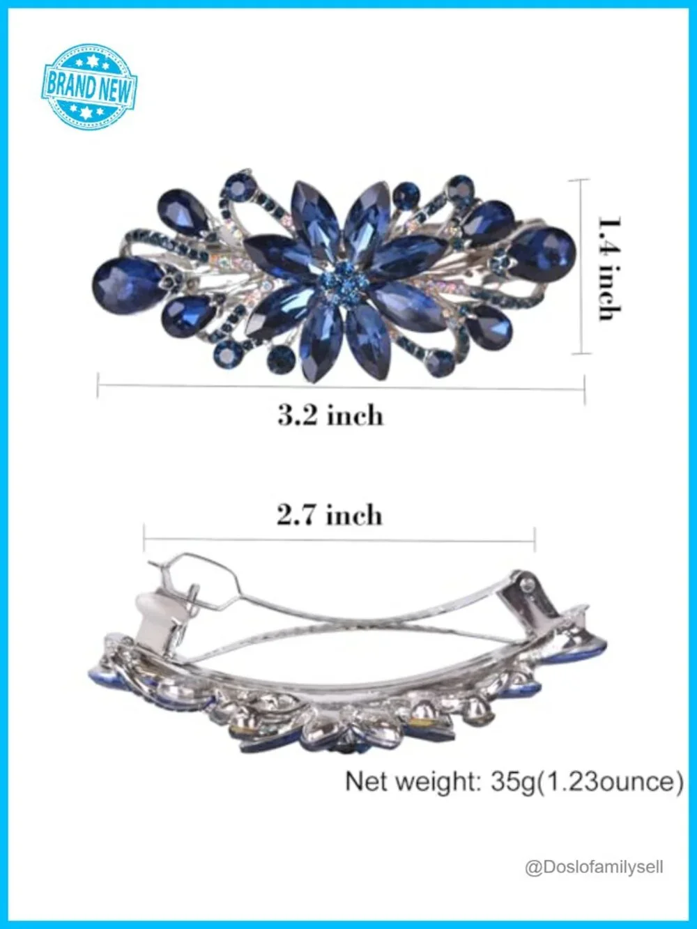 Alloy Flower Rhinestone Hair Barrette Clip for Women